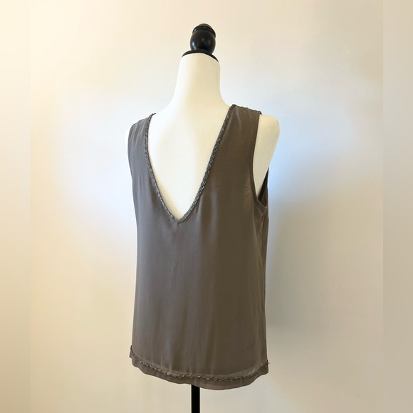 French Connection, Grey Beaded, Embroidered Tank, Elegant - size Medium approx - Picture 5 of 6